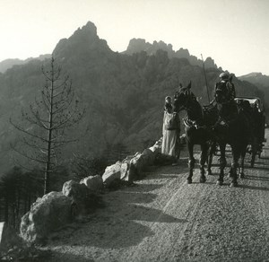 France Corse Col de Bavella ancienne photo stereo Amateur 1920