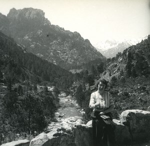 France Corse Route de l Inzecca Chaine du Renoso ancienne photo stereo Amateur 1920