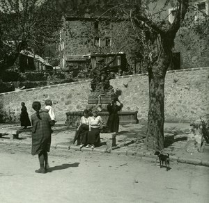 France Corse Ghisoni la fontaine ancienne photo stereo Amateur 1920