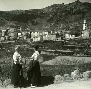 France Corse Ghisoni & le Kyrie Eleison Panorama ancienne photo stereo Amateur 1920