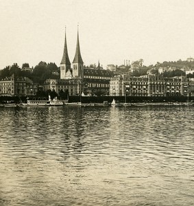 Switzerland Luzern National Warf Old NPG Stereo Photo 1906