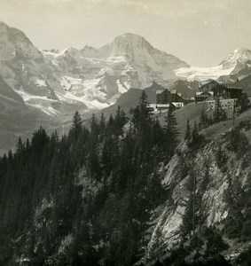 Switzerland Murren panorama Old NPG Stereo Photo 1906