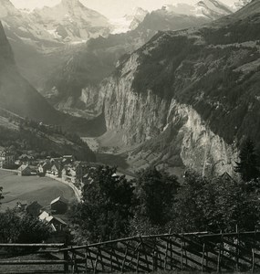 Switzerland Wengen Panorama Old Werhli Stereo Photo 1906