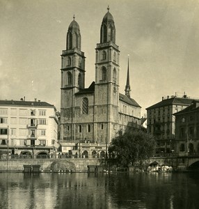 Switzerland Zurich Munster Church Old NPG Stereo Photo 1906