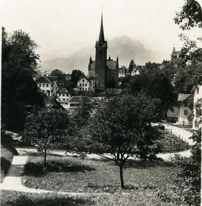 Switzerland Luzern Weggis & Pilatus Old Wehrli Stereo Photo 1906
