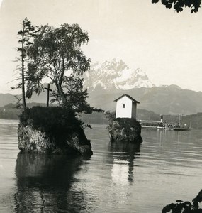 Switzerland Luzern lake Meggenhorn Old Wehrli Stereo Photo 1906