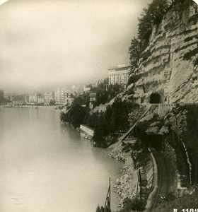 Switzerland Alps Brunnen Axen Road Old Stereo anonymous Studio Photo 1906