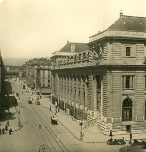 Switzerland Alps Geneva Mont Blanc Street Old NPG Stereo Photo 1906