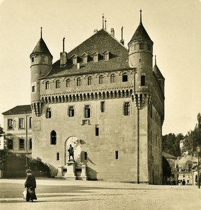 Switzerland Alps Lausanne the Castle Old NPG Stereo Photo 1906