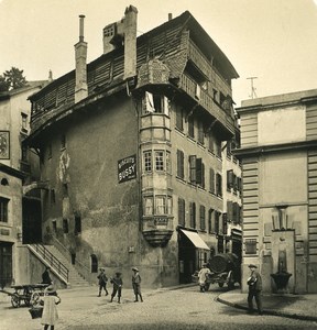 Switzerland Alps Lausanne Pre Street Old NPG Stereo Photo 1906