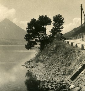 Switzerland Alps Bernese Oberland Lake Thun Old NPG Stereo Photo 1906
