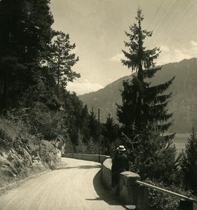 Switzerland Alps Bernese Oberland Lake Thun Old NPG Stereo Photo 1906