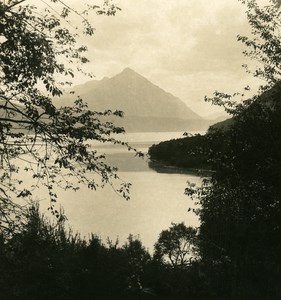 Switzerland Alps Bernese Oberland Lake Thun Old NPG Stereo Photo 1906
