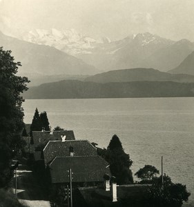 Switzerland Alps Bernese Oberland Lake Thun Old NPG Stereo Photo 1906