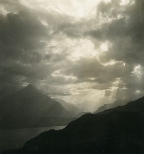 Switzerland Alps Bernese Oberland Lake Thun Old NPG Stereo Photo 1906