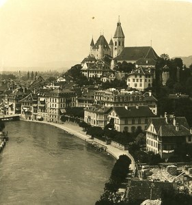 Switzerland Alps Bernese Oberland Lake Thun Old NPG Stereo Photo 1906