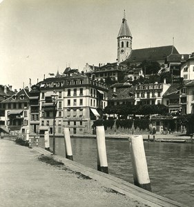 Switzerland Alps Bernese Oberland Lake Thun Old NPG Stereo Photo 1906