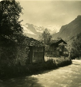 Switzerland Alps Bernese Oberland Lake Thun Old Wehrli Stereo Photo 1906