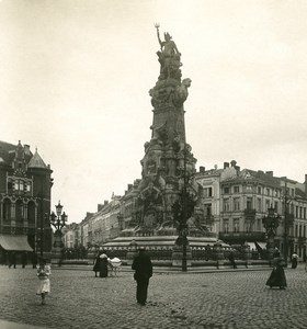 Belgium Port of Antwerp Monument Marnix Old NPG Stereo Photo 1906