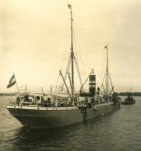 Belgium Port of Antwerp German Ship Freighter Old NPG Stereo Photo 1906
