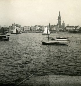 Belgium Port of Antwerp Panorama Old NPG Stereo Photo 1906
