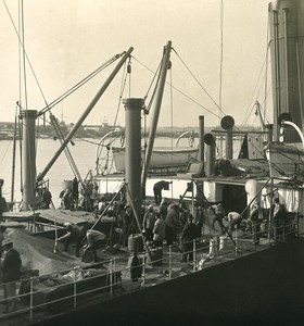 Belgium Port of Antwerp Ship loading Grain Old NPG Stereo Photo 1906