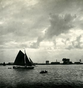 Belgium Port of Antwerp Sunset on the Scheldt Old NPG Stereo Photo 1906