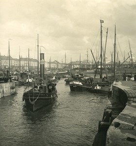 Belgium Port of Antwerp Party Barges High Tide Old NPG Stereo Photo 1906