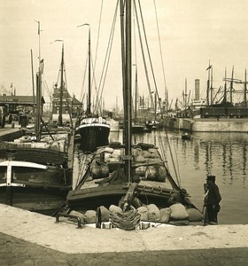 Belgium Port of Antwerp Dock Junction Old NPG Stereo Photo 1906