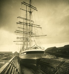 Belgium Port of Antwerp Ship in dry dock Old NPG Stereo Photo 1906