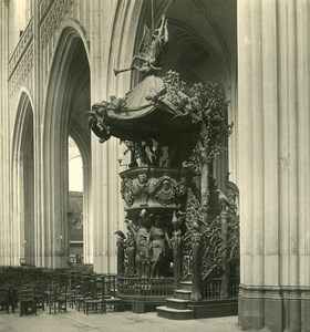 Belgium Antwerp Cathedral Interior Old NPG Stereo Photo 1906
