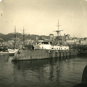 Italy Port of Genoa Wharf Panorama Old NPG Stereo Photo 1906