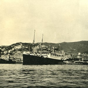 Italy Port of Genoa Wharf Boat Cincinnati Old NPG Stereo Photo 1906