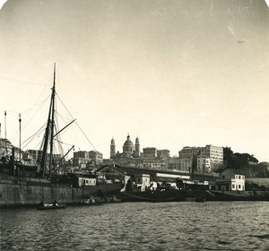 Italy Port of Genoa Wharf New Harbor Old NPG Stereo Photo 1906