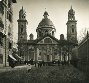 Italy Port of Genoa Church S Maria de Carignano Old NPG Stereo Photo 1906