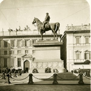 Italy Port of Genoa Statue of Garibaldi Old NPG Stereo Photo 1906
