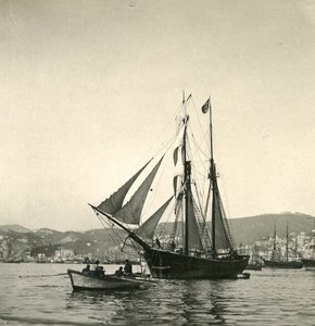 Italy Port of Genoa Sailboat Old NPG Stereo Photo 1902