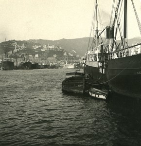 Italy Port of Genoa Wharf Panorama Old NPG Stereo Photo 1903