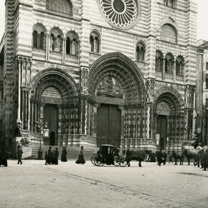 Italy Port of Genoa Cathedral Old NPG Stereo Photo 1903