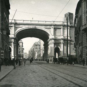 Italy Port of Genoa Street Venti Settembre Old NPG Stereo Photo 1906