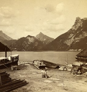Austria Salzkammergut Traunsee Old Wurthle & Sohn Stereo Photo 1900's