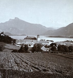 Austria Salzkammergut Mondsee Old Wurthle & Sohn Stereo Photo 1900's