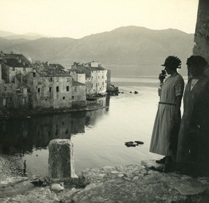 France Corse Cap Corse Golfe de St Florent ancienne photo stereo Amateur 1920