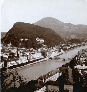 Austria Salzburg Monschsberg Old Wurthle & Sohn Stereo Photo 1900's