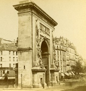 France Paris Porte Saint Denis Old Stereo Photo 1875