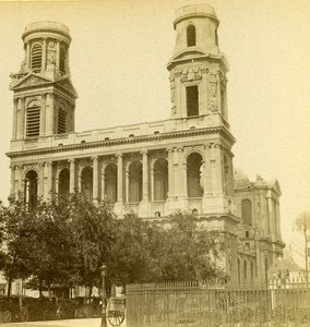 France Paris Church Saint Sulpice Old Stereo Photo 1875
