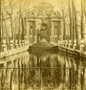 France Paris Fountain Medicis Old Stereo Photo 1875