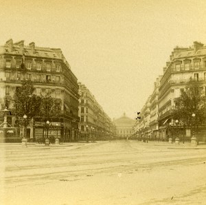 France Paris Avenue of Opera Old Stereo Photo 1875