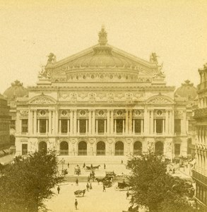 France Paris Place of Opera Old Stereo Photo 1875