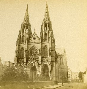 France Paris Chuch Sainte Clotilde Old Stereo Photo 1875